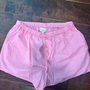l*space Pink Button-Front Elastic Waist Shorts